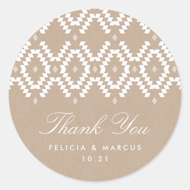 Adesivo Redondo Boho Obrigado, adesivo, falso kraft (Frente)