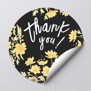 Adesivo Redondo Boho Obrigado Autumn Yellow Floral