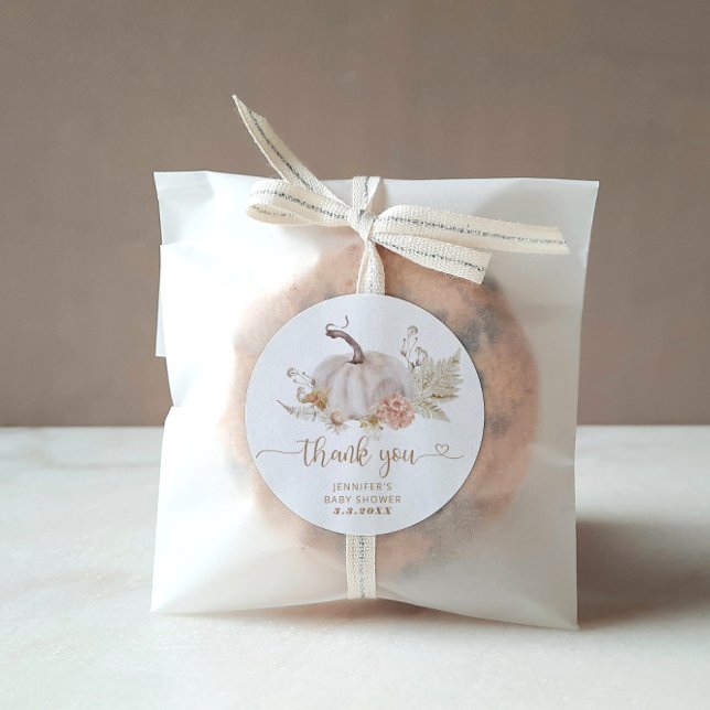 Adesivo Redondo Boho outono abóbora obrigado (Criador carregado)