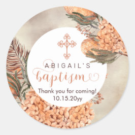 Adesivo Redondo Boho Palm Deixa Hydrangeas Blooms Menina Batismo