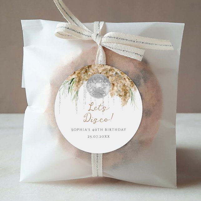 Adesivo Redondo Boho Papmas Grass Festa de aniversário de Bola Dis (Criador carregado)