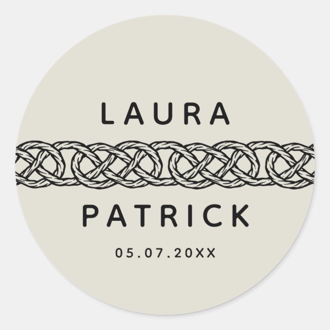Adesivo Redondo Boho personalizável  Noivado com laço (Frente)