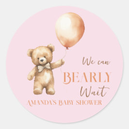 Adesivo Redondo Boho, Podemos Esperar Chá de fraldas De Garota Ros