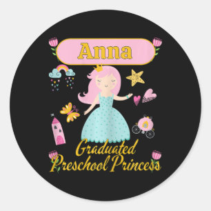 Adesivo Redondo Boho Princesa Anna 2026 Pré-Escolar Personalizado