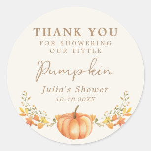 Adesivo Redondo Boho Pumpkin Fall Foliage Obrigado Por