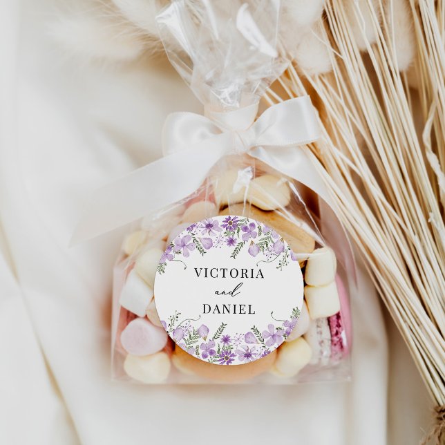 Adesivo Redondo Boho Purple Wedding Favor (Criador carregado)