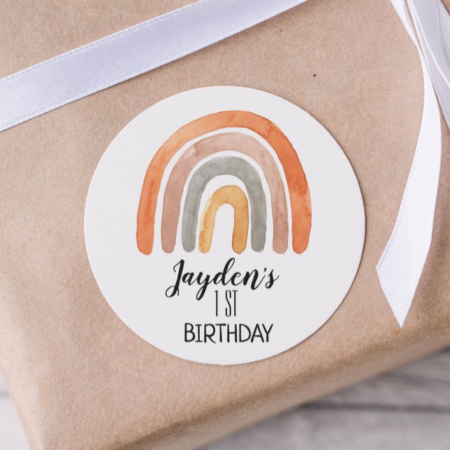 Adesivo Redondo Boho Rainbow Birthday (Criador carregado)