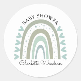 Adesivo Redondo Boho Rainbow Blue Baby Boy Sticker