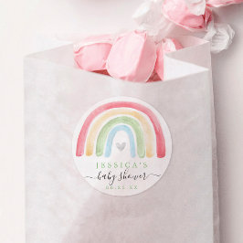 Adesivo Redondo Boho Rainbow Chá de fraldas Favor Sticker