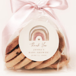 Adesivo Redondo Boho Rainbow Chá de fraldas Neutro Obrigado