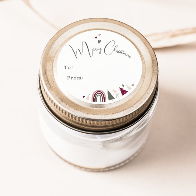 Adesivo Redondo Boho Rainbow e Hearts Feliz Natal Para De (Criador carregado)