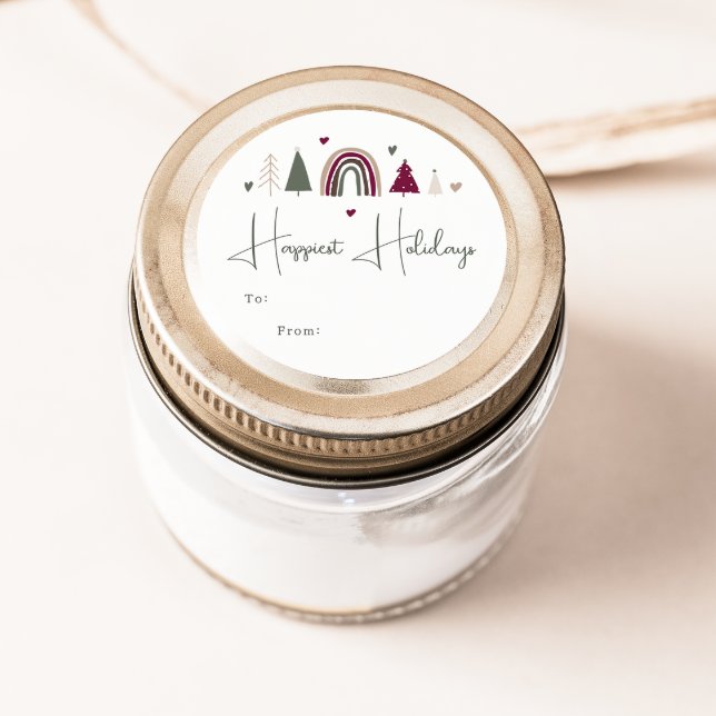 Adesivo Redondo Boho Rainbow e Hearts Feriados Mais Felizes De (Criador carregado)