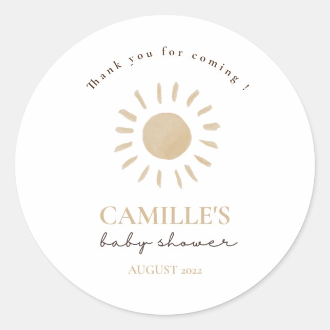 Adesivo Redondo Boho Rainbow e Sunshine Colorir Obrigado Classe (Frente)