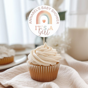 Adesivo Redondo Boho Rainbow É um Chá de fraldas de menina Sticker