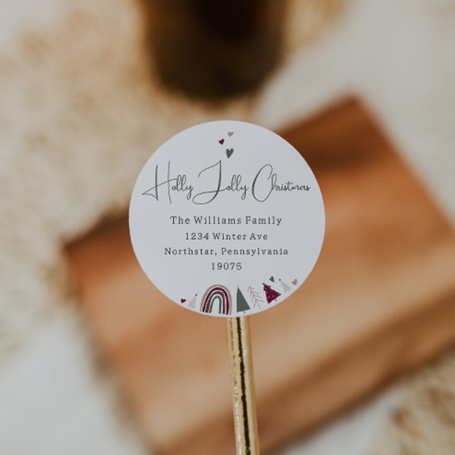 Adesivo Redondo Boho Rainbow & Hearts Holly Jolly Envelope Seals (Criador carregado)