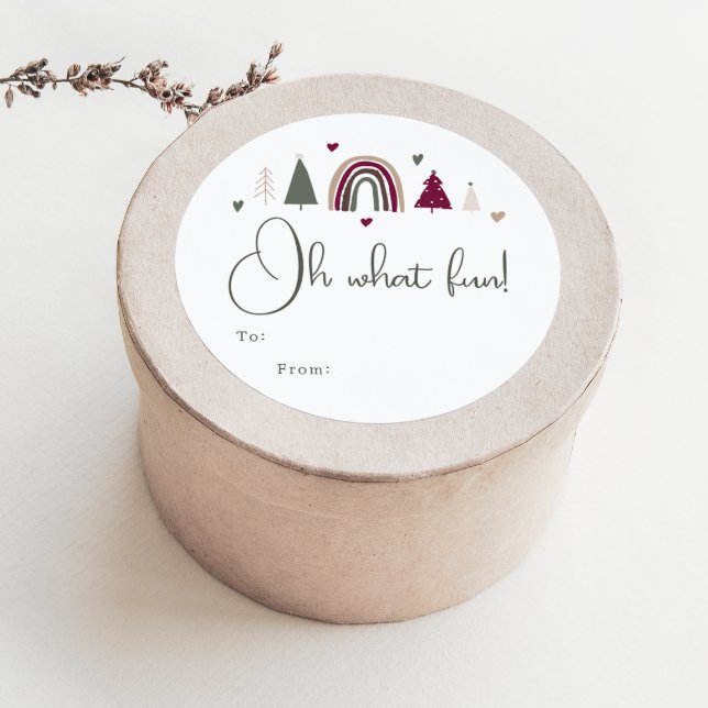 Adesivo Redondo Boho Rainbow & Hearts Oh Que Divertido Para O Feri (Criador carregado)