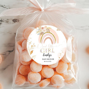 Adesivo Redondo Boho Rainbow Pampas Grass Obrigado Chá de fraldas