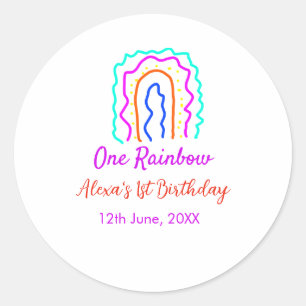 Adesivo Redondo Boho Rainbow, um aniversário de crianças brilhante