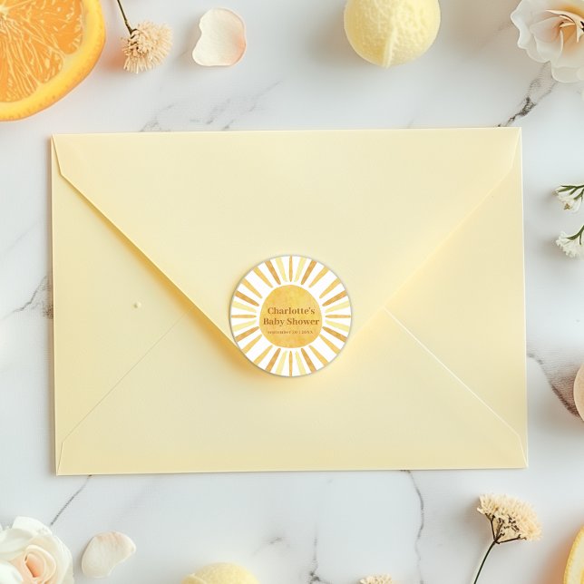 Adesivo Redondo Boho Ray do Chá de fraldas Sunshine (Little Ray Sticker)