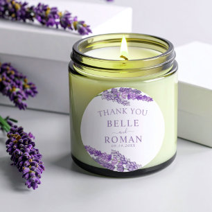 Adesivo Redondo Boho Roxo Lavanda Aquarela Favor Casamento