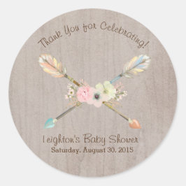 Adesivo Redondo Boho Rustic Baby ou Chá de panela Favor Sticker