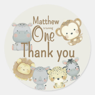 Adesivo Redondo Boho Safari Aniversário