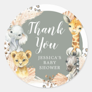 Adesivo Redondo Boho Sage Green Safari Oh Boy Obrigado Stick