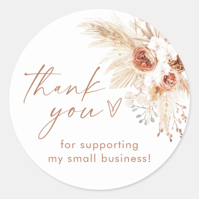 Adesivo Redondo Boho Small Business Obrigado Sticker (Frente)