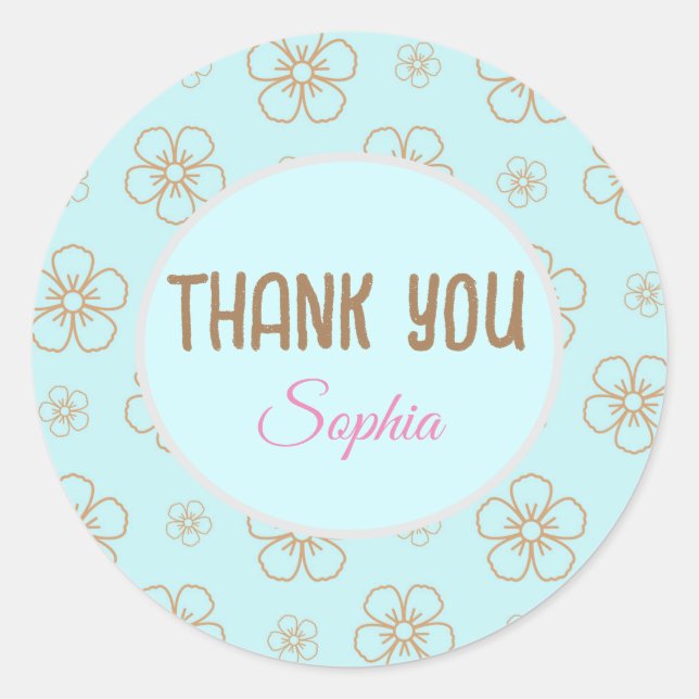 Adesivo Redondo Boho Sticker Thank you floral | Aufkleber custom  (Frente)