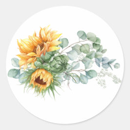 Adesivo Redondo Boho Sunflower Eucalyptus