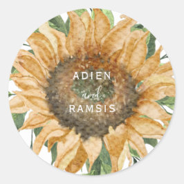 Adesivo Redondo Boho Sunflower Rustic Wildflower Sticker