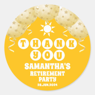 Adesivo Redondo Boho Sunshine Balloons Retirement Favor Obrigado