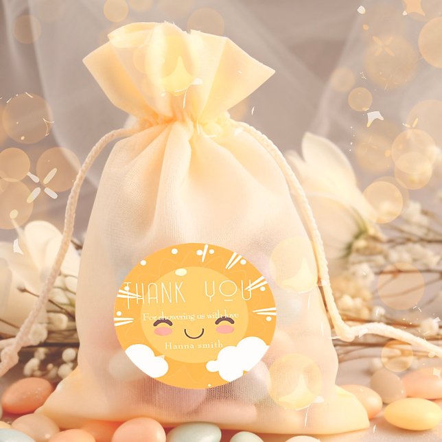 Adesivo Redondo Boho sunshine chá de fraldas (Criador carregado)