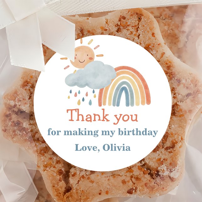 Adesivo Redondo Boho Sunshine Festa de aniversário (Criador carregado)