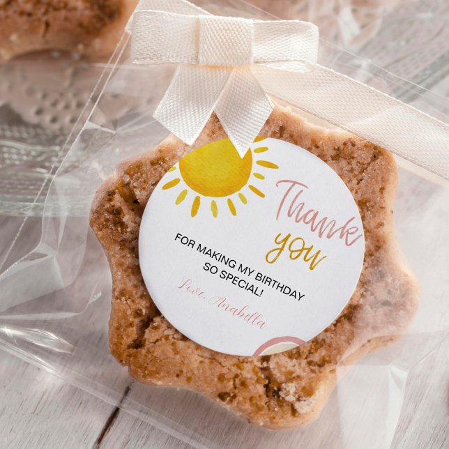 Adesivo Redondo Boho Sunshine Rainbow Birthday Sticker Labs (Criador carregado)