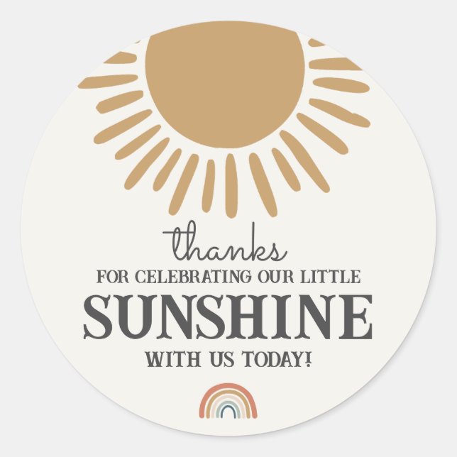 Adesivo Redondo boho sunshor aniversario arco-íris vinheta (Frente)