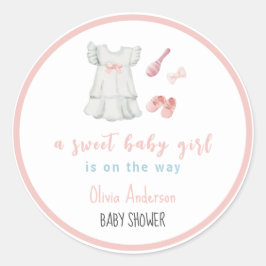 Adesivo Redondo Boho Sweet Pink Girl Outfit Chá de fraldas