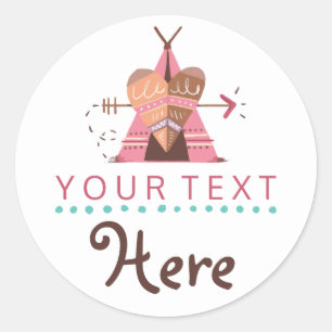 Adesivo Redondo Boho Tenda Tribal Coração Nativo e Boutique de Fle