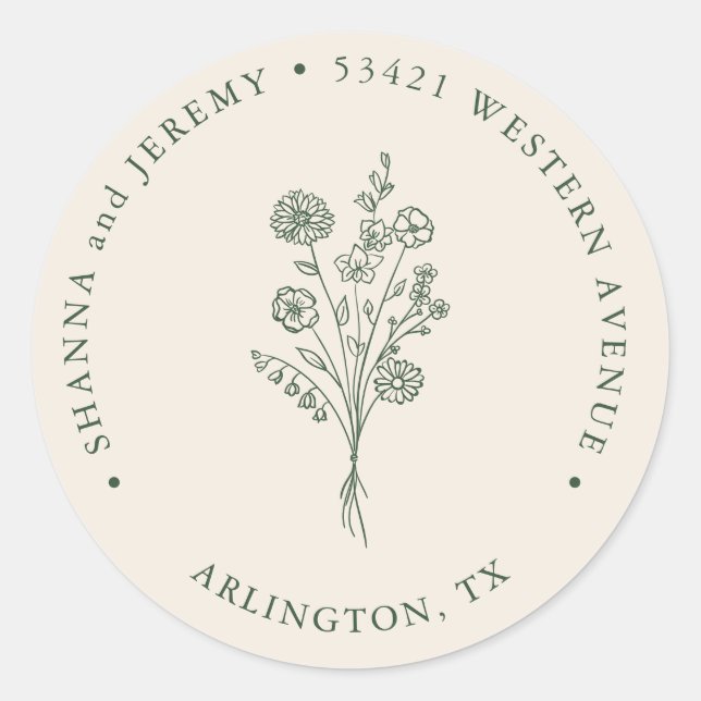 Adesivo Redondo Boho Terracotta Elegant Minimal | Endereço de reto (Frente)