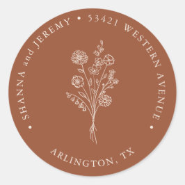 Adesivo Redondo Boho Terracotta Elegante Minimalista | Endereço de