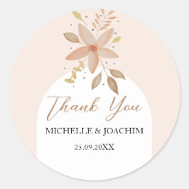 Adesivo Redondo Boho Terracotta Floral Aquarela Exótica