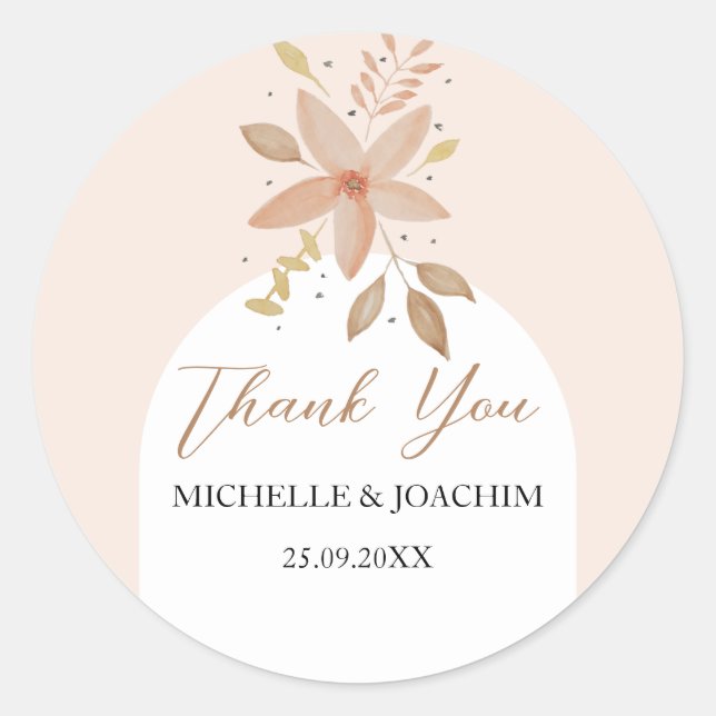 Adesivo Redondo Boho Terracotta Floral Aquarela Exótica (Frente)