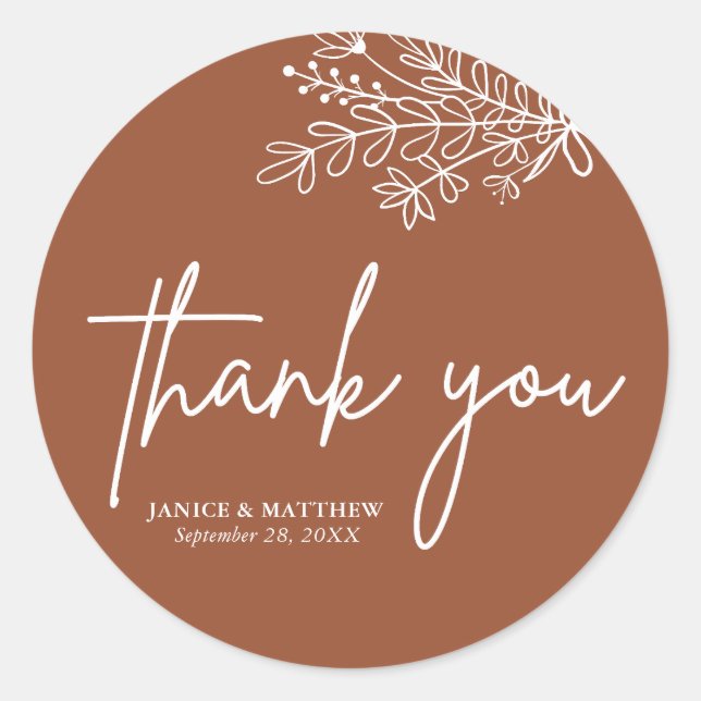 Adesivo Redondo Boho Terracotta Queimou Casamento Russo Laranja-Qu (Frente)