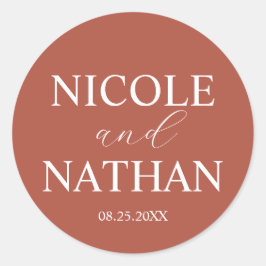 Adesivo Redondo Boho Terracotta Rust Earth Casamento