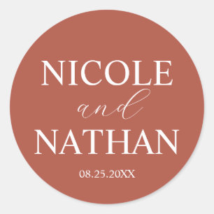 Adesivo Redondo Boho Terracotta Rust Earth Casamento