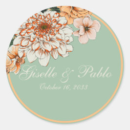 Adesivo Redondo Boho Terracotta Sage Queda Casamento Floral