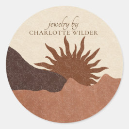 Adesivo Redondo Boho Terracotta Sand Abstrato, Joalharia artesanal