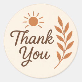 Adesivo Redondo Boho Thank You Sticker – Earthy Aesthetic