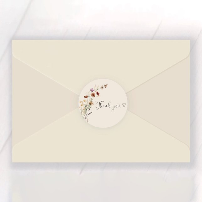 Adesivo Redondo Boho Tiny Wildflower Chá de panela (Criador carregado)