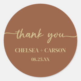 Adesivo Redondo Boho Trendy Script Weding Obrigado Stickers
